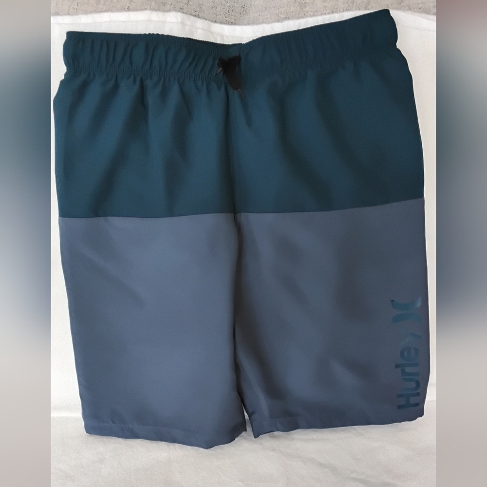 Hurley Two-Tone Boys Swim Shorts - Teal & Slate Blue